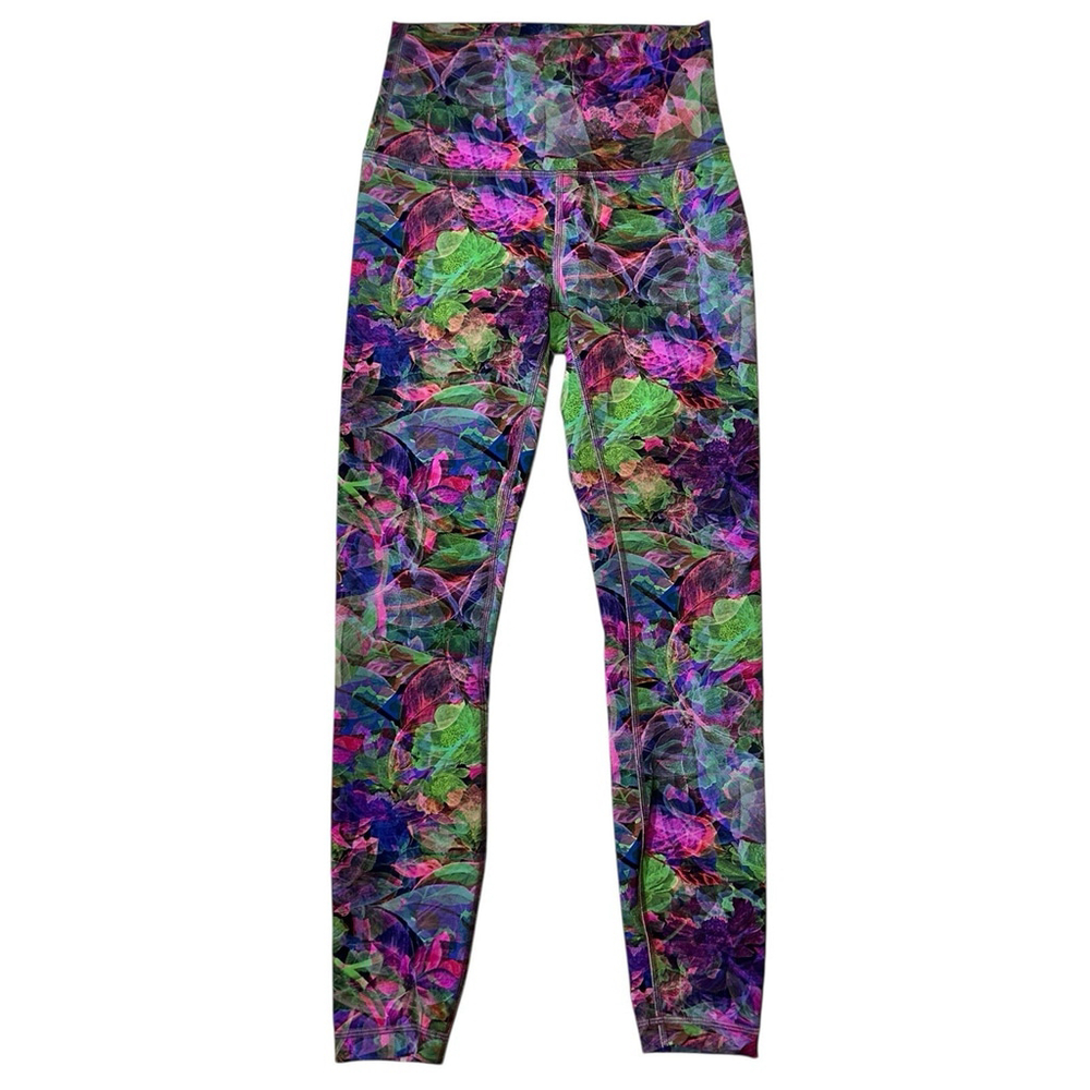 Lululemon Wunder Train High Rise 25” Leggings Vivid Floral Multi Size 4 Everlux - Picture 2 of 5
